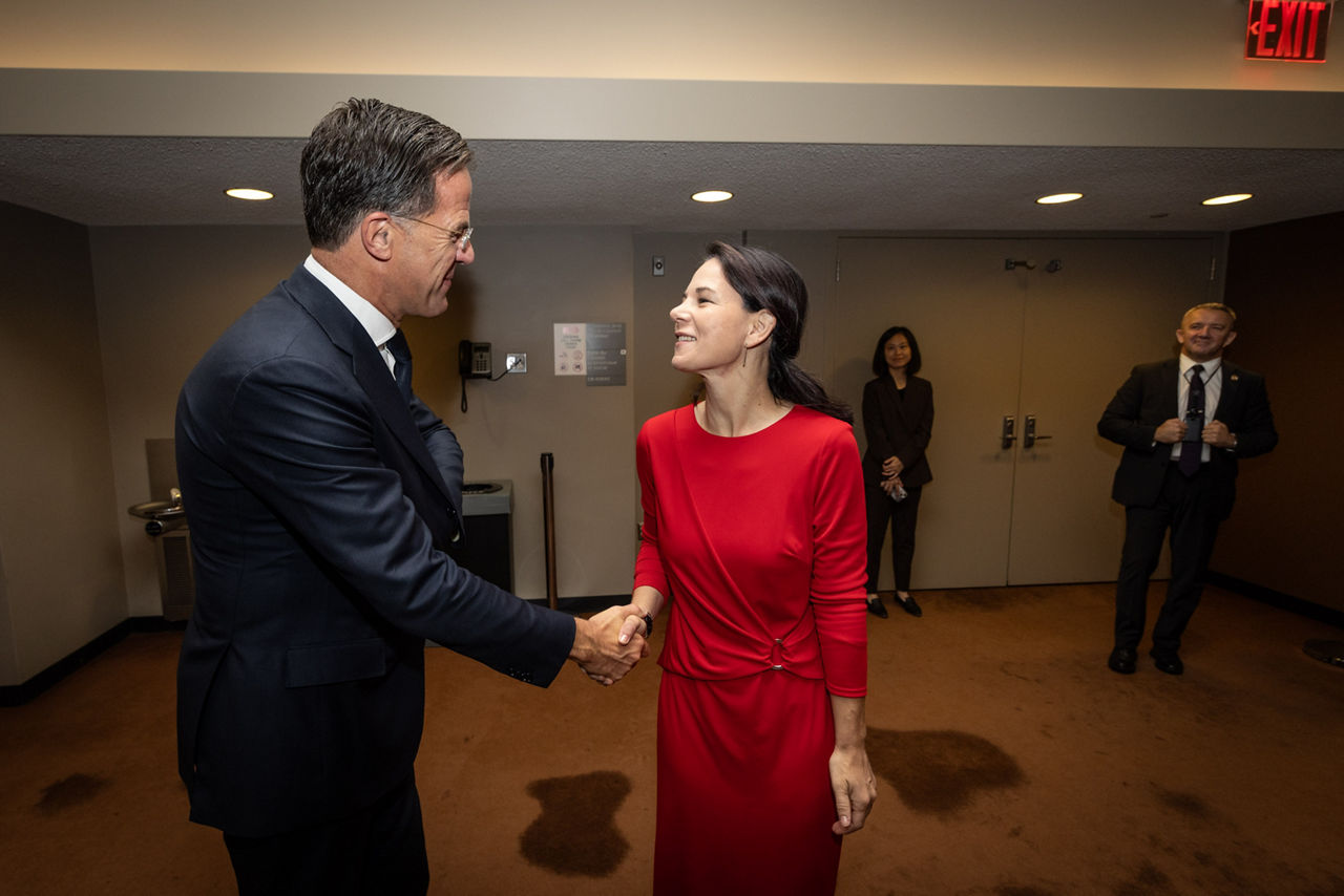 NATO Secretary General Mark Rutte meets with Annalena Baerbock, President of the United Nations General Assembly