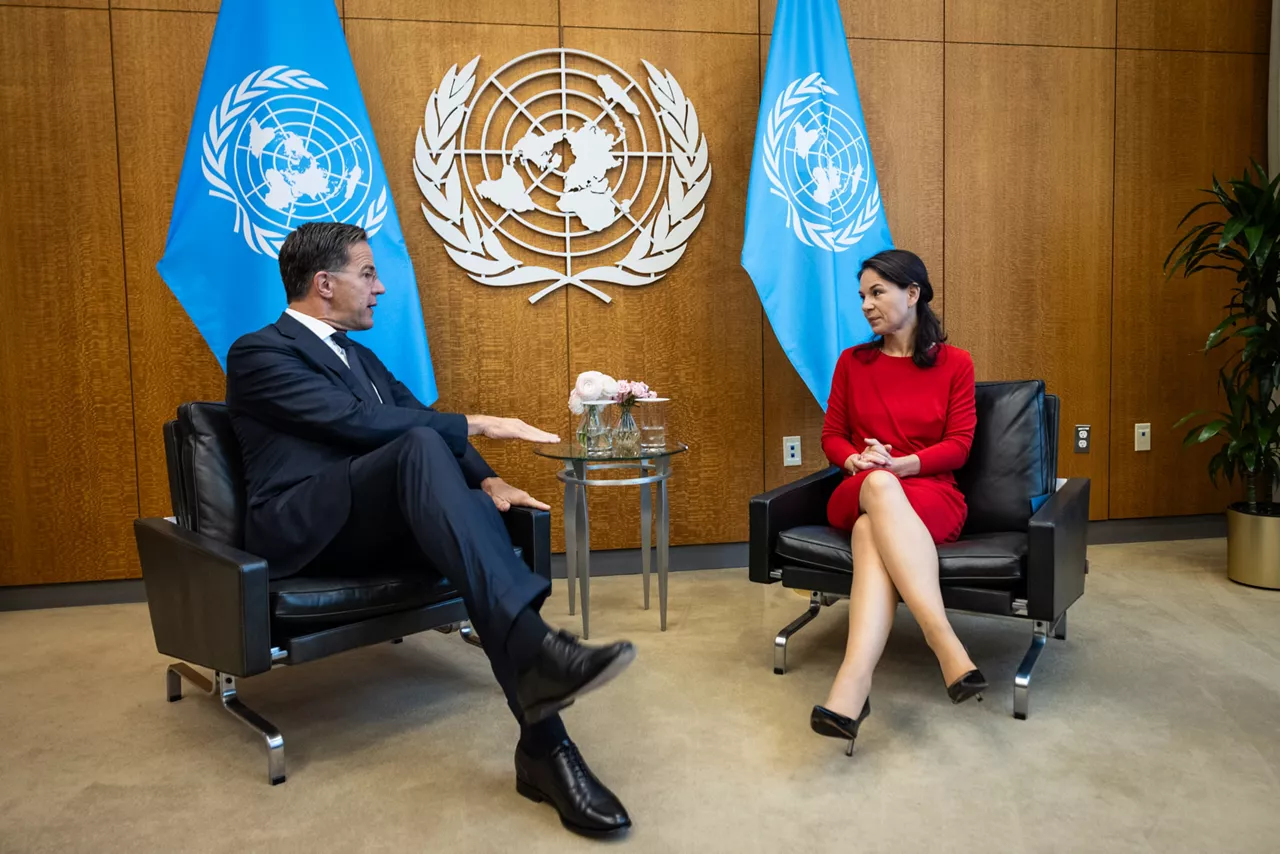 NATO Secretary General Mark Rutte meets with Annalena Baerbock, President of the United Nations General Assembly
