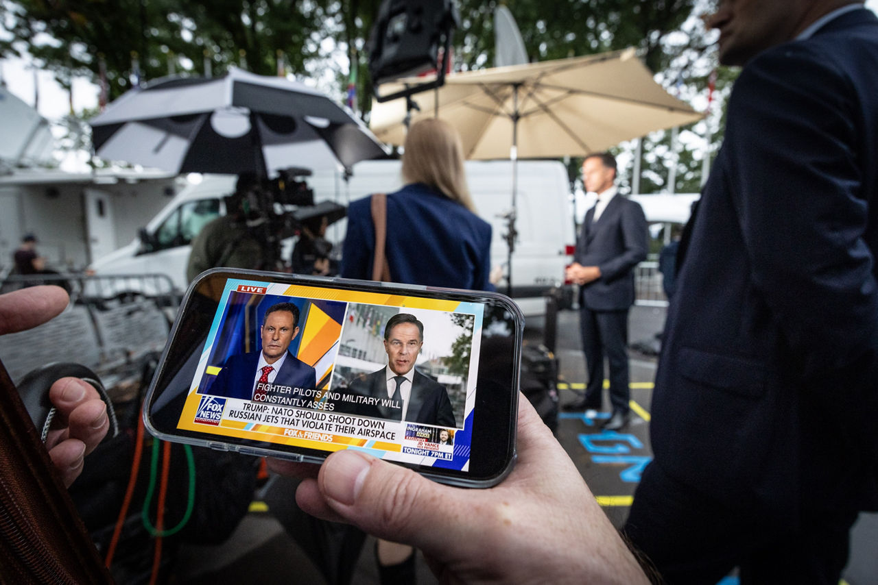 NATO Secretary General Mark Rutte talking to the media in New York