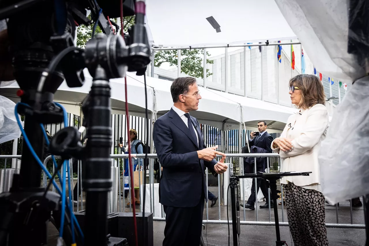 NATO Secretary General Mark Rutte talking to the media in New York