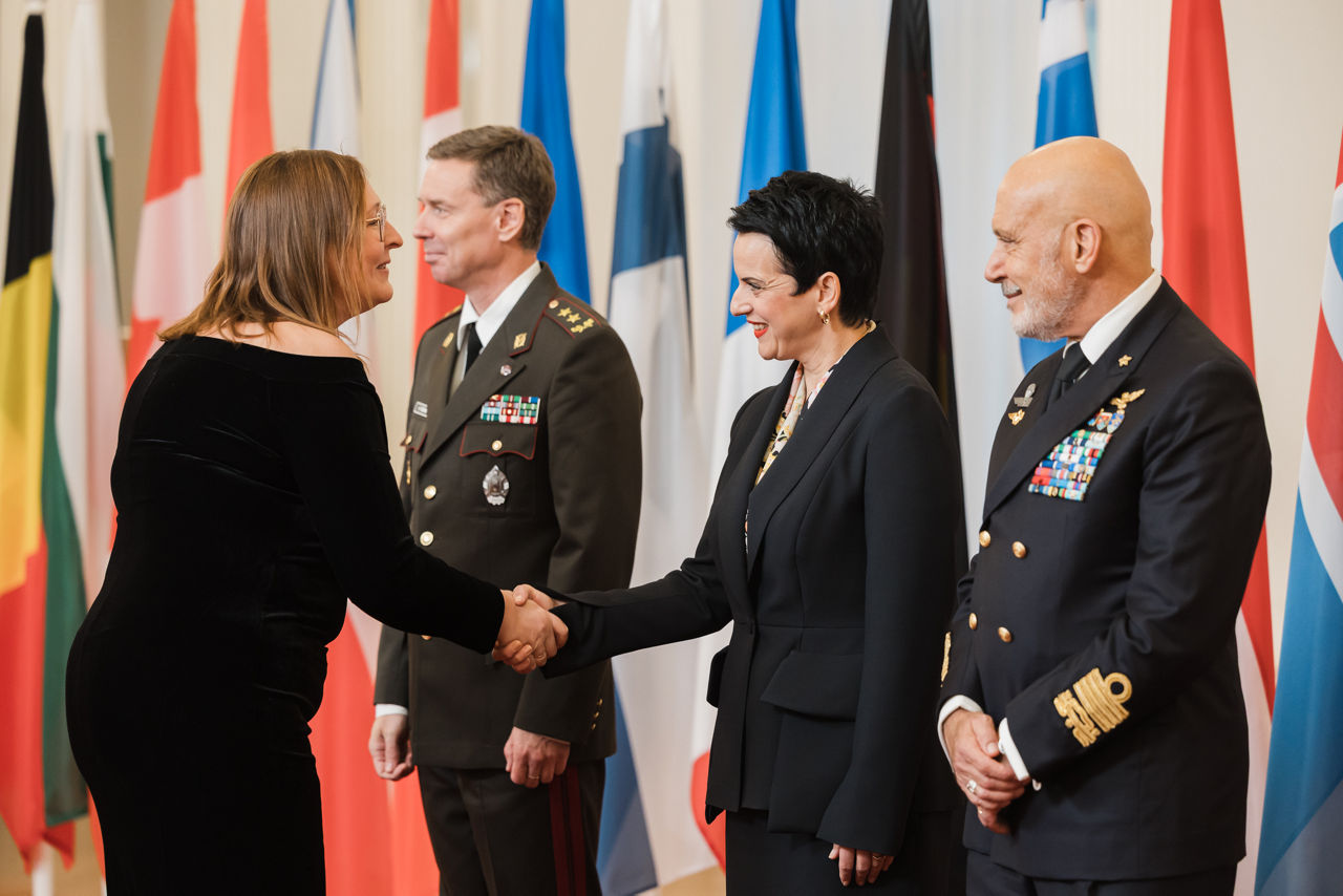 President of Latvia Edgars Rinkēvičs meets with the Chair of the NATO Military Committee (CMC) Admiral Giuseppe Cavo Dragone and the Chief of Defence of Latvia Kaspars Pudāns (LV CHOD) at Riga Castle