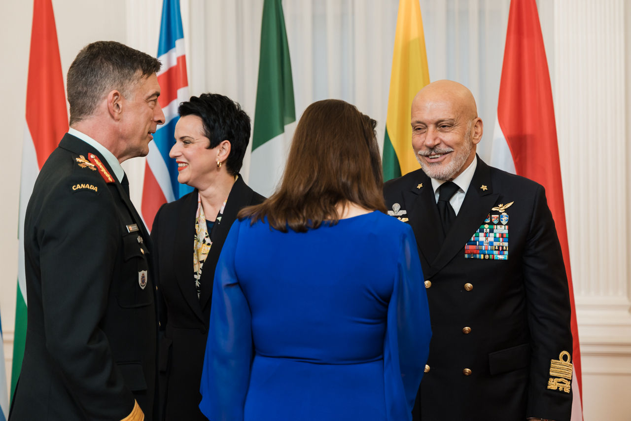 President of Latvia Edgars Rinkēvičs meets with the Chair of the NATO Military Committee (CMC) Admiral Giuseppe Cavo Dragone and the Chief of Defence of Latvia Kaspars Pudāns (LV CHOD) at Riga Castle