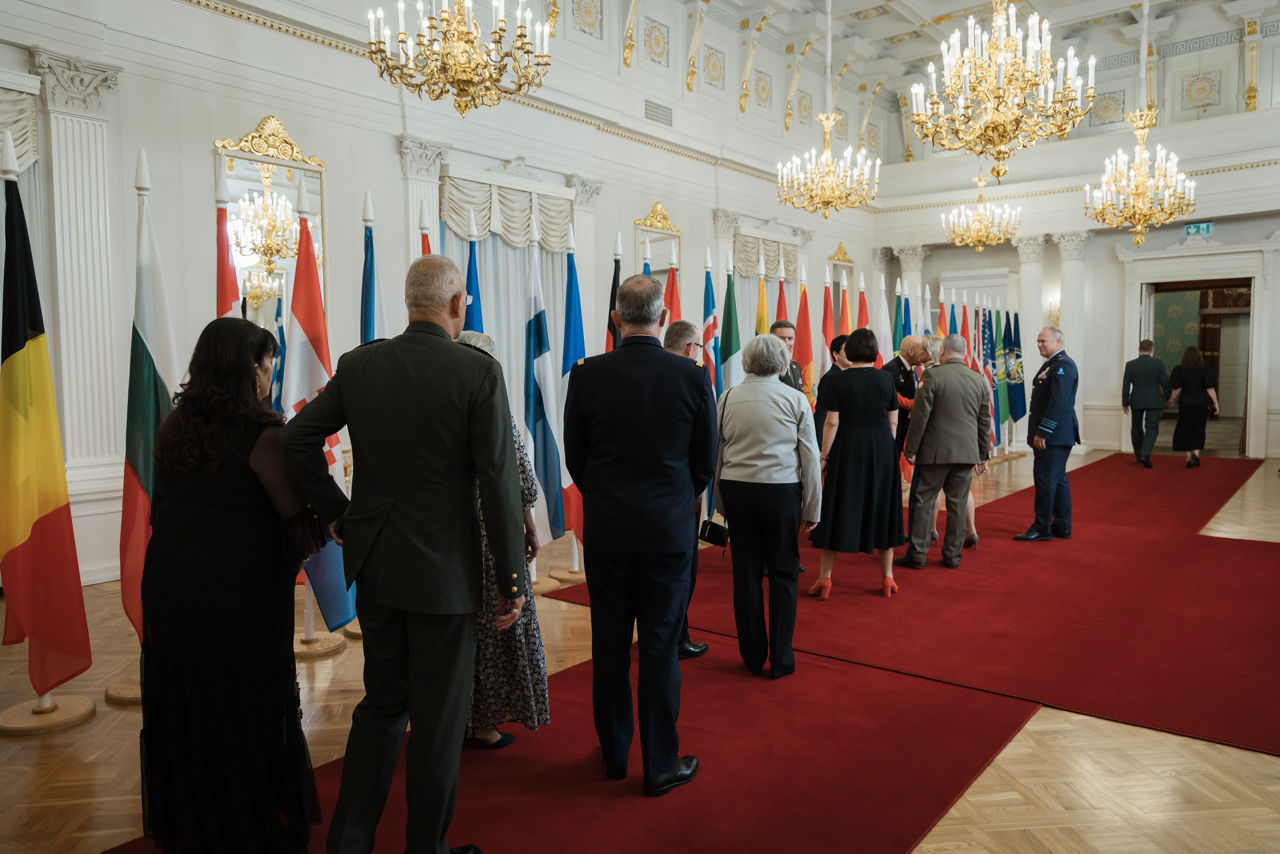 President of Latvia Edgars Rinkēvičs meets with the Chair of the NATO Military Committee (CMC) Admiral Giuseppe Cavo Dragone and the Chief of Defence of Latvia Kaspars Pudāns (LV CHOD) at Riga Castle
