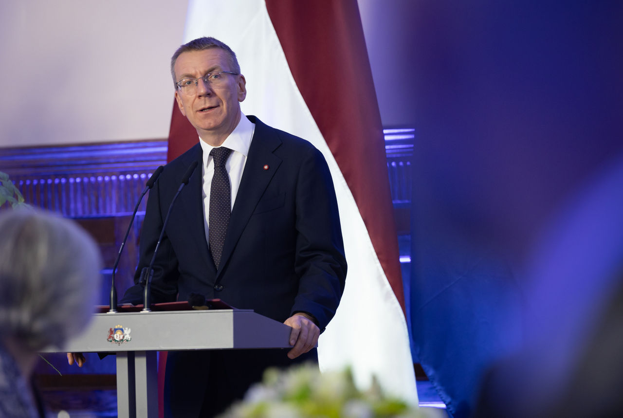 President of Latvia Edgars Rinkēvičs meets with the Chair of the NATO Military Committee (CMC) Admiral Giuseppe Cavo Dragone and the Chief of Defence of Latvia Kaspars Pudāns (LV CHOD) at Riga Castle