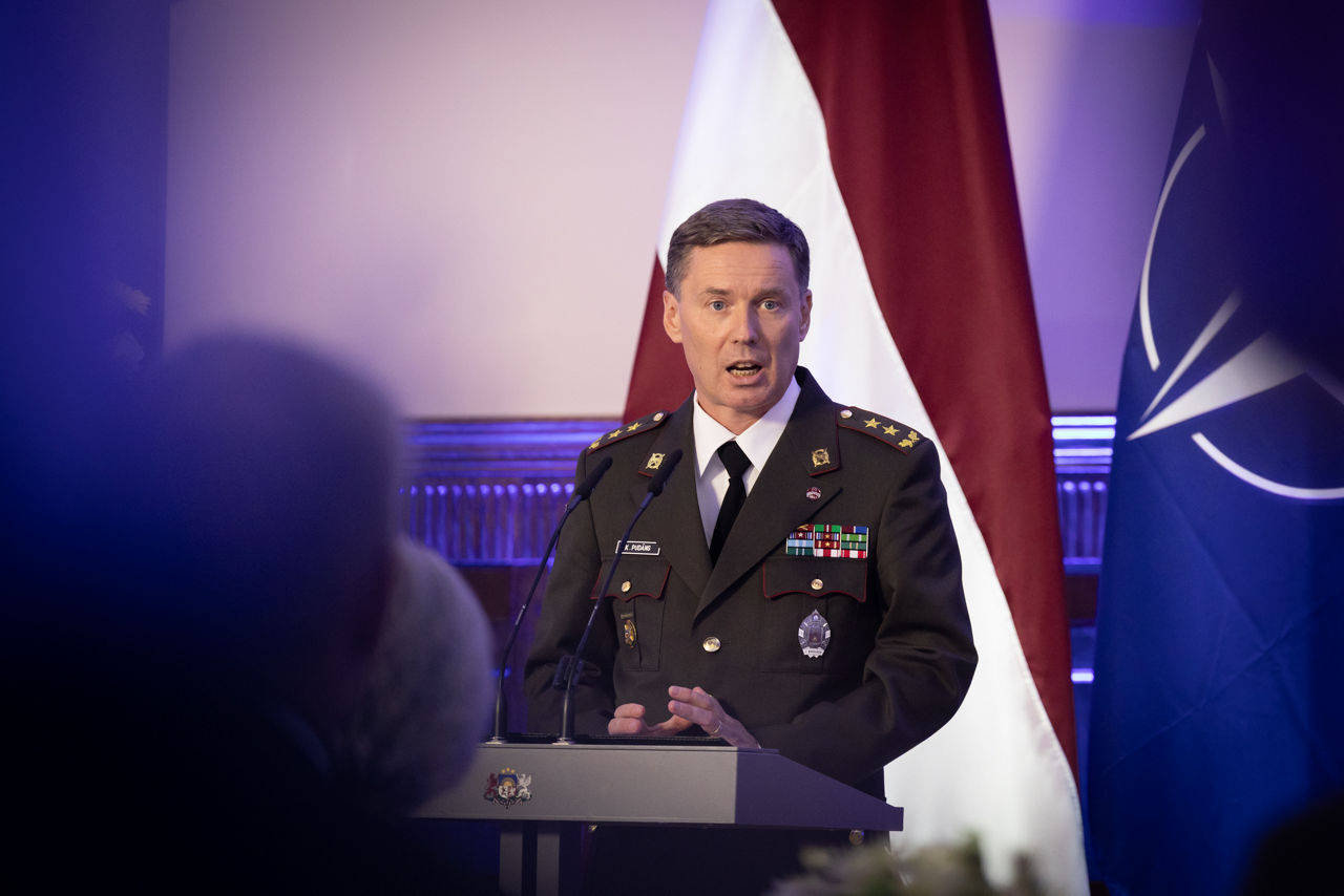President of Latvia Edgars Rinkēvičs meets with the Chair of the NATO Military Committee (CMC) Admiral Giuseppe Cavo Dragone and the Chief of Defence of Latvia Kaspars Pudāns (LV CHOD) at Riga Castle
