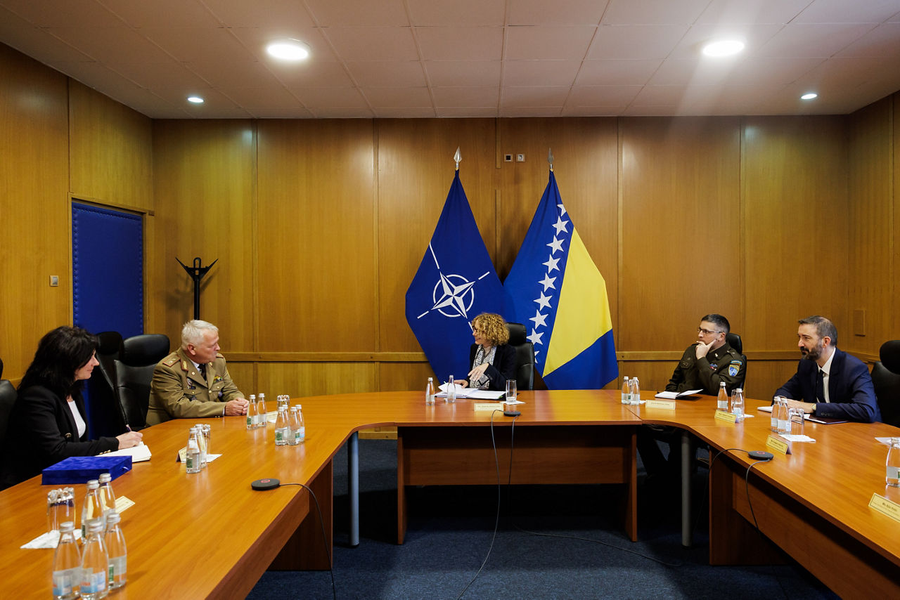 NATO Deputy Secretary General Radmila Shekerinska meets with Major General Florin-Marian Barbu, Commander of the European Union Force in BiH