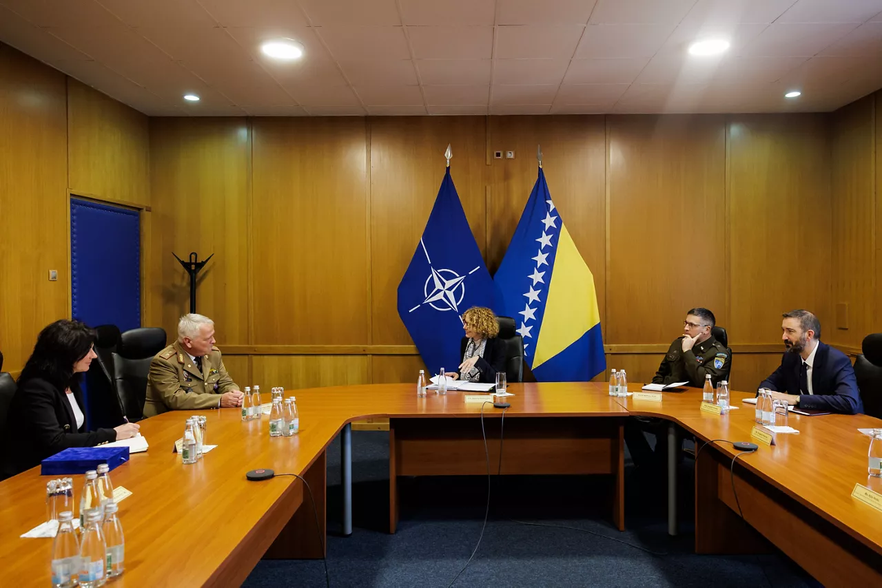 NATO Deputy Secretary General Radmila Shekerinska meets with Major General Florin-Marian Barbu, Commander of the European Union Force in BiH