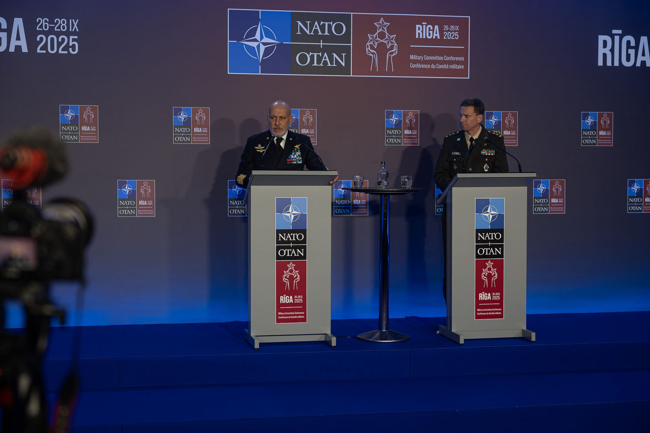 Joint press conference with the Chair of the NATO Military Committee (CMC) Admiral Giuseppe Cavo Dragone and Chief of Defence of Latvia Kaspars Pudāns (LV CHOD)