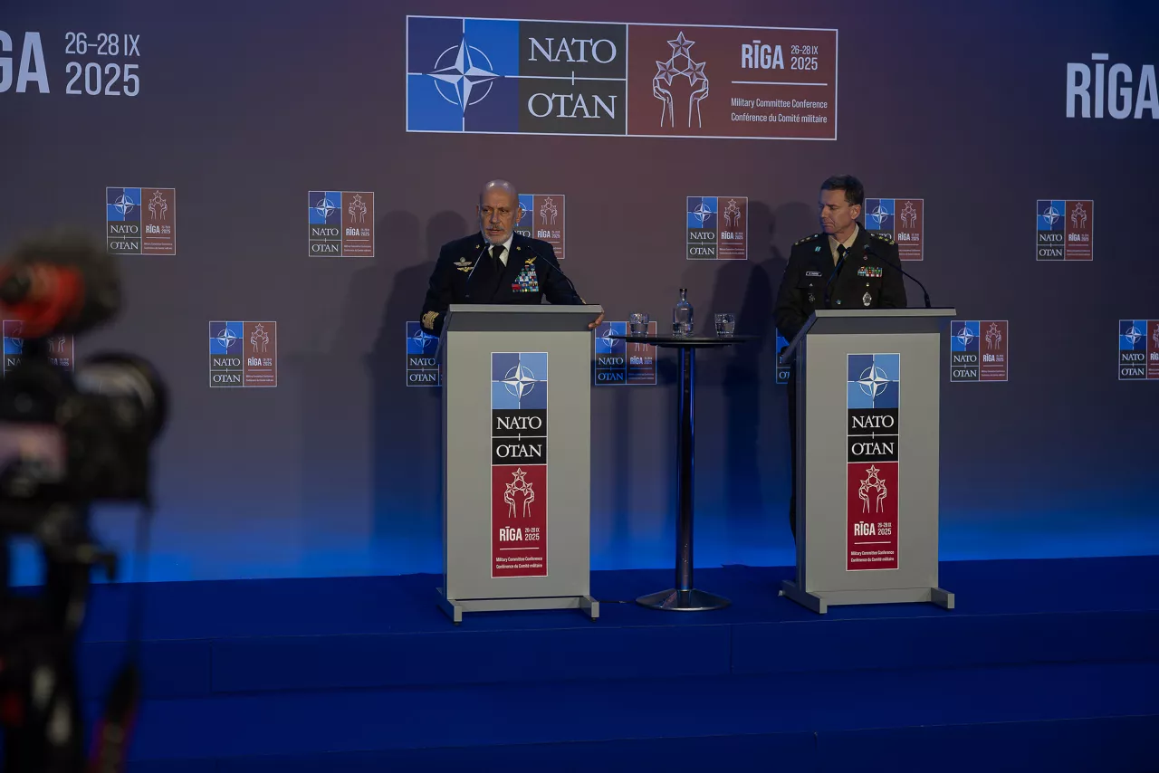 Joint press conference with the Chair of the NATO Military Committee (CMC) Admiral Giuseppe Cavo Dragone and Chief of Defence of Latvia Kaspars Pudāns (LV CHOD)
