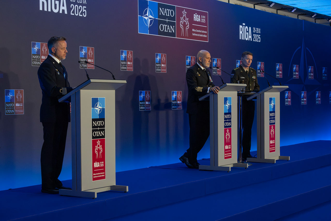 Joint press conference with the Chair of the NATO Military Committee (CMC) Admiral Giuseppe Cavo Dragone and Chief of Defence of Latvia Kaspars Pudāns (LV CHOD)