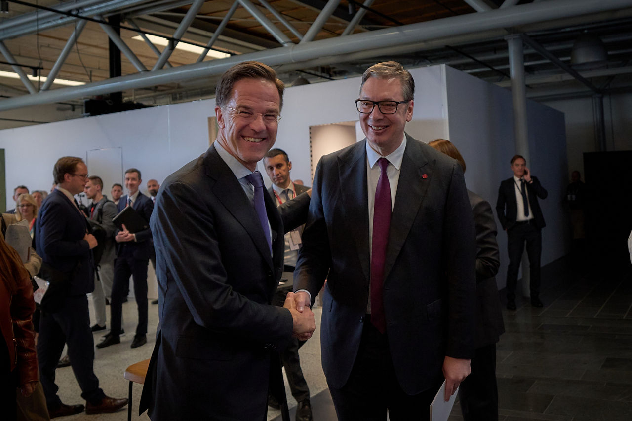 NATO Secretary General Mark Rutte meets with Aleksandar Vučić, President of Serbia
