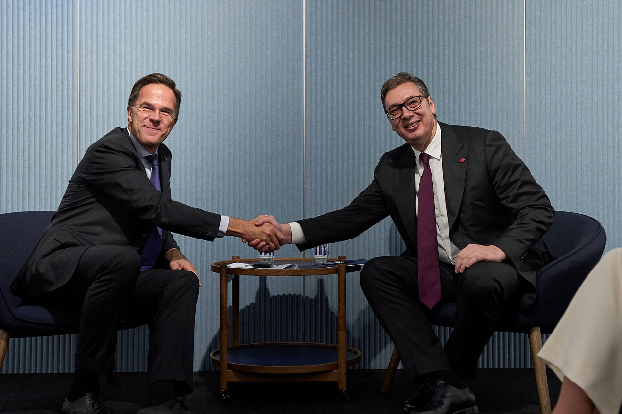 NATO Secretary General Mark Rutte meets with Aleksandar Vučić, President of Serbia