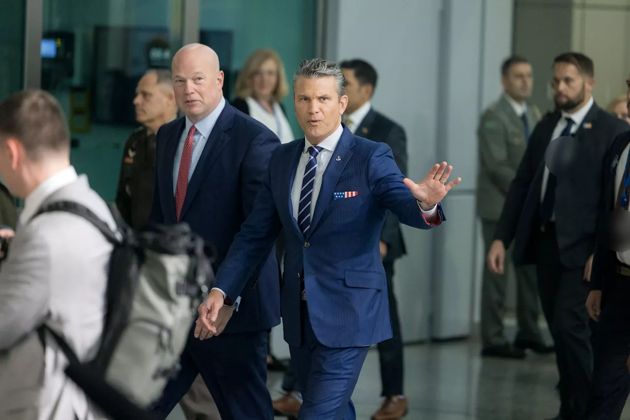 Pete Hegseth, US Secretary of War and Matthew Whitaker, Permanent Representative of the U.S. at NATO 