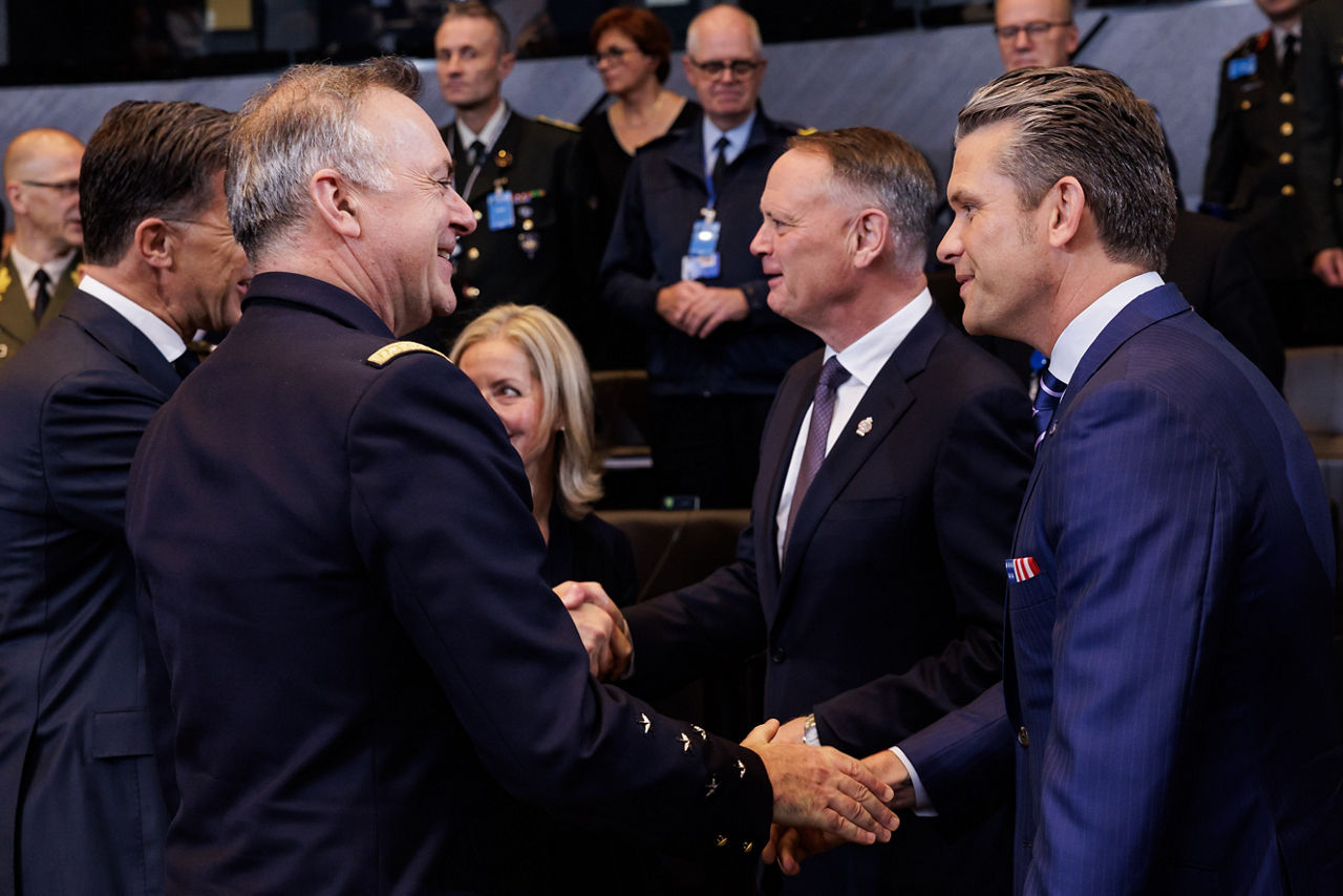 Supreme Allied Commander Transformation, Admiral Pierre Vandier , David McGuinty (Minister of Defence, Canada) and Pete Hegseth (US Secretary of War)