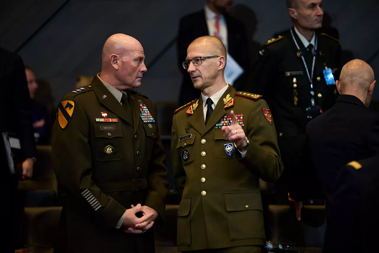 Deputy Chair of the Military Committee Lieutenant General Winston P. Brooks and  Director General of the International Military Staff Lieutenant General Remigijus Baltrėnas