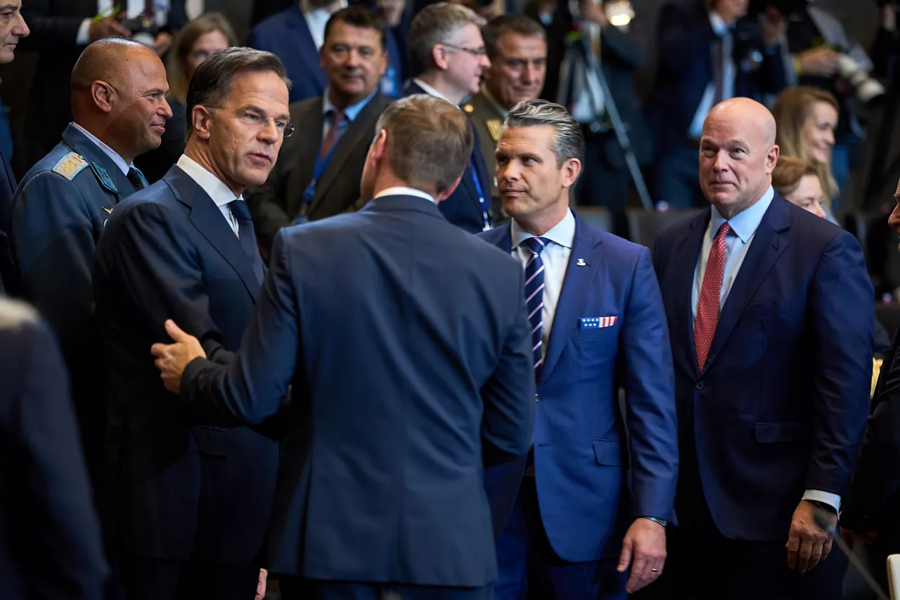 NATO Secretary General Mark Rutte, Pete Hegseth (US Secretary of War) and Matthew Whitaker, Permanent Representative of the United States to NATO