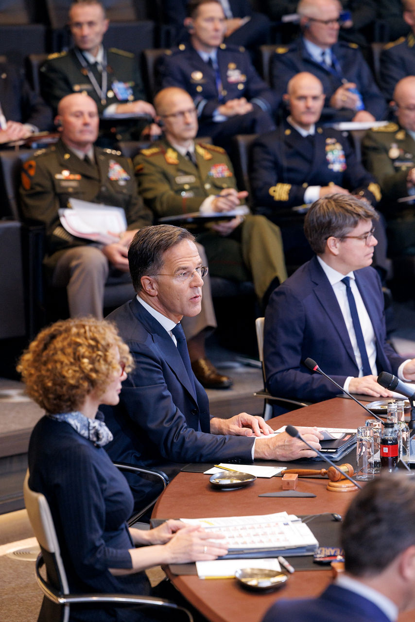 NATO Deputy Secretary General Radmila Shekerinska, NATO Secretary General Mark Rutte and Michael Simm, Secretarty of the North Atlantic Council