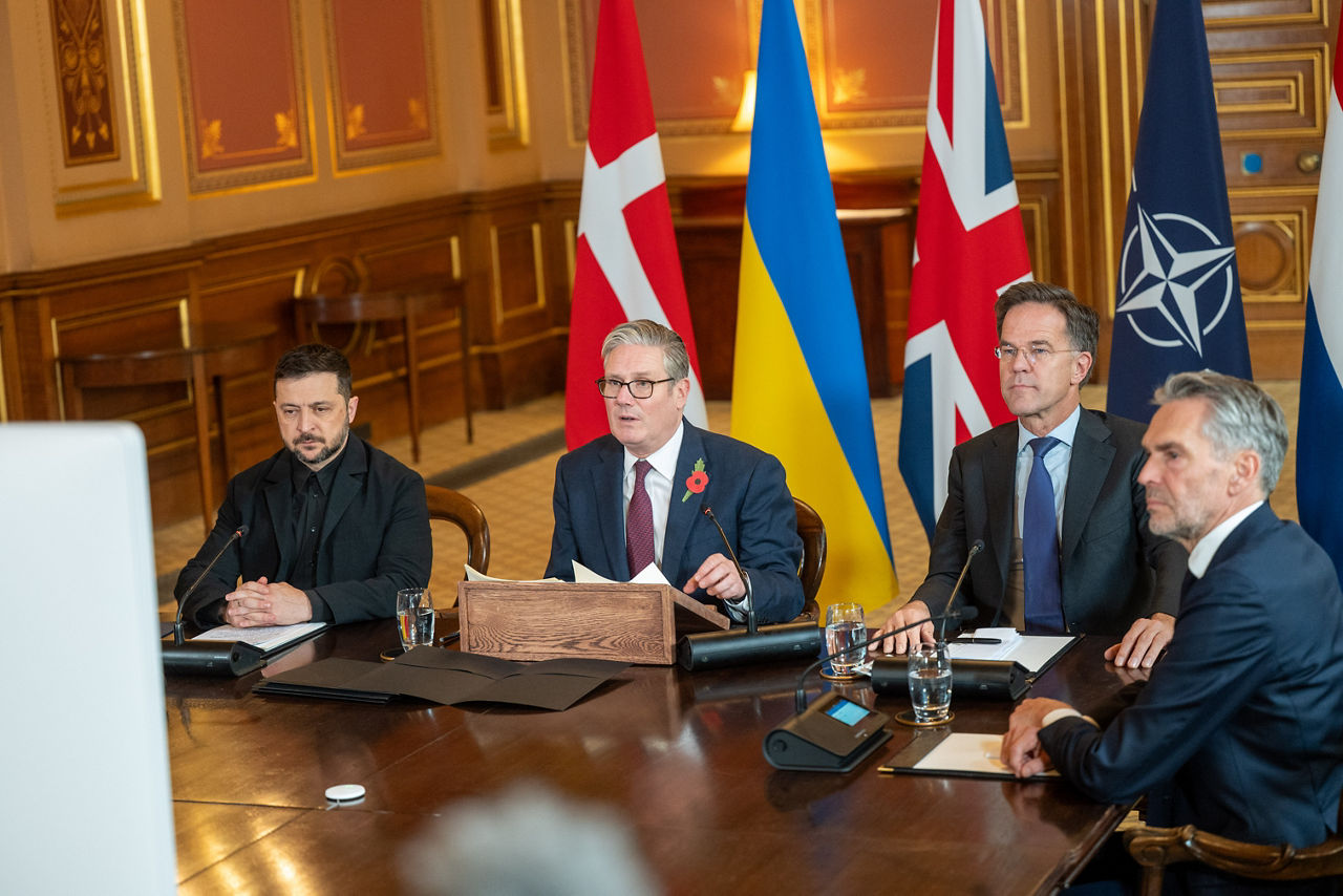 Volodymyr Zelenskyy, President of Ukraine, Keir Starmer, Prime Minister of the United Kingdom, NATO Secretary General Mark Rutte and Dick Schoof, Prime Minister of The Netherlands