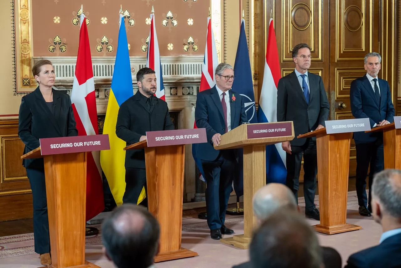 Joint press conference with Mette Frederiksen, Prime Minister of Denmark, Volodymyr Zelenskyy, President of Ukraine, Keir Starmer, Prime Minister of the United Kingdom, NATO Secretary General Mark Rutte and Dick Schoof, Prime Minister of The Netherlands