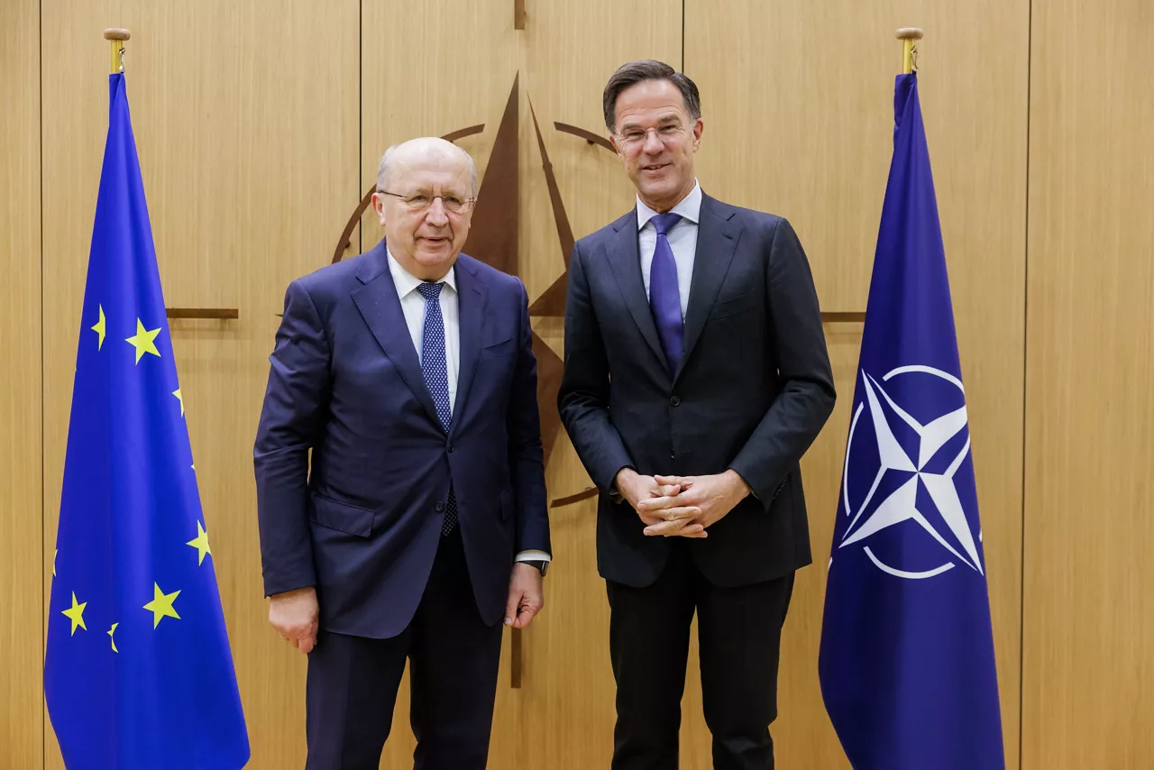 NATO Secretary General Mark Rutte meets with Andrius Kubilius, European Commissioner for Defence and Space