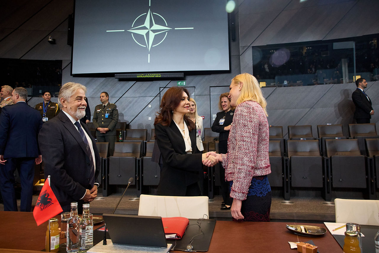 Elisa Spiropali (Minister of Foreign Affairs, Albania) and Elina Valtonen (Minister of Foreign Affairs, Finland)