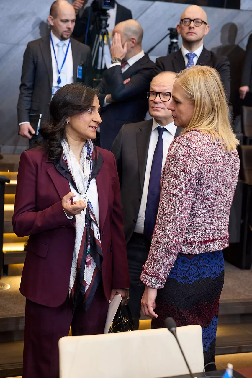 Anita Anand (Minister of Foreign Affairs, Canada) and Elina Valtonen (Minister of Foreign Affairs, Finland)