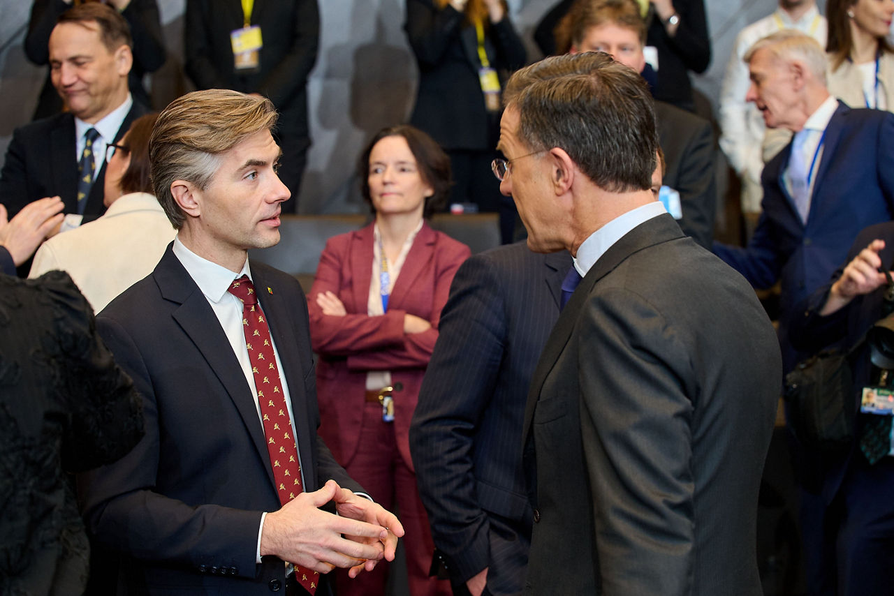 NATO Secretary General Mark Rutte and Kęstutis Budrys (Minister of Foreign Affairs, Lithuania)