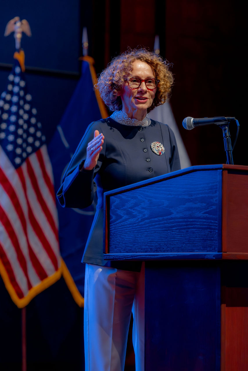 NATO Deputy Secretary General Radmila Shekerinska gives a speech at the NATO Parliamentary Assembly Transatlantic Forum