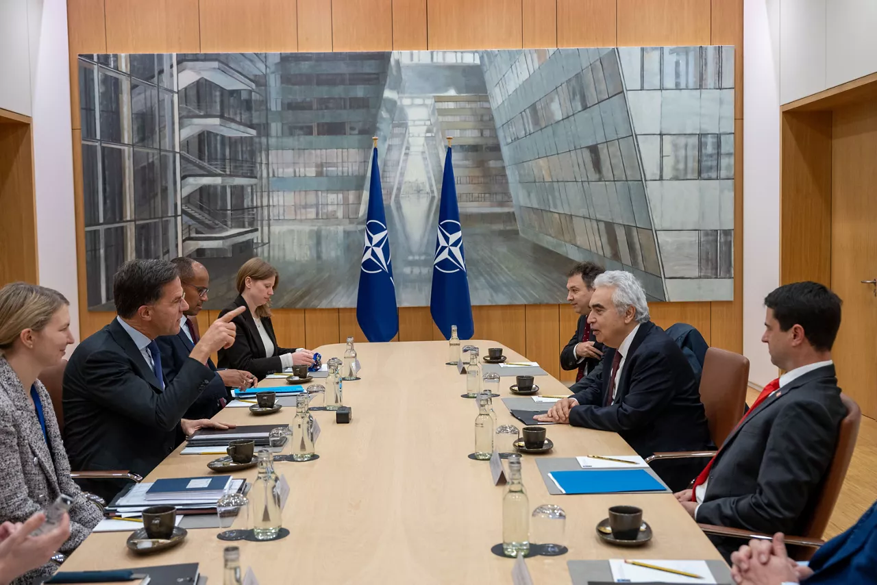 NATO Secretary General Mark Rutte meets with Dr Fatih Birol, Executive Director of the International Energy Agency and Tommy Joyce, Acting Assistant Secretary for International Affairs, US Department of Energy at NATO Headquarters in Brussels, Belgium