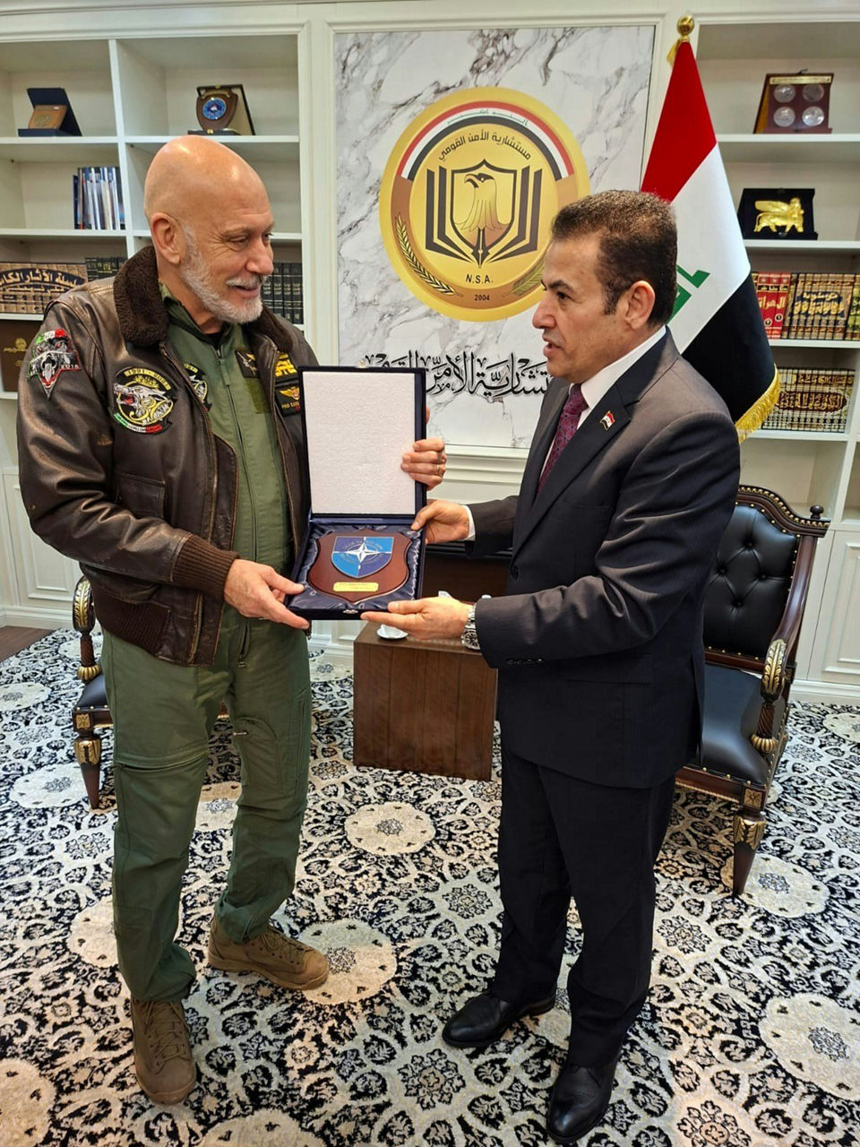 The Chair of the NATO Military Committee meets with the National Security Advisor of Iraq, His Excellency Qassem Al-Araji