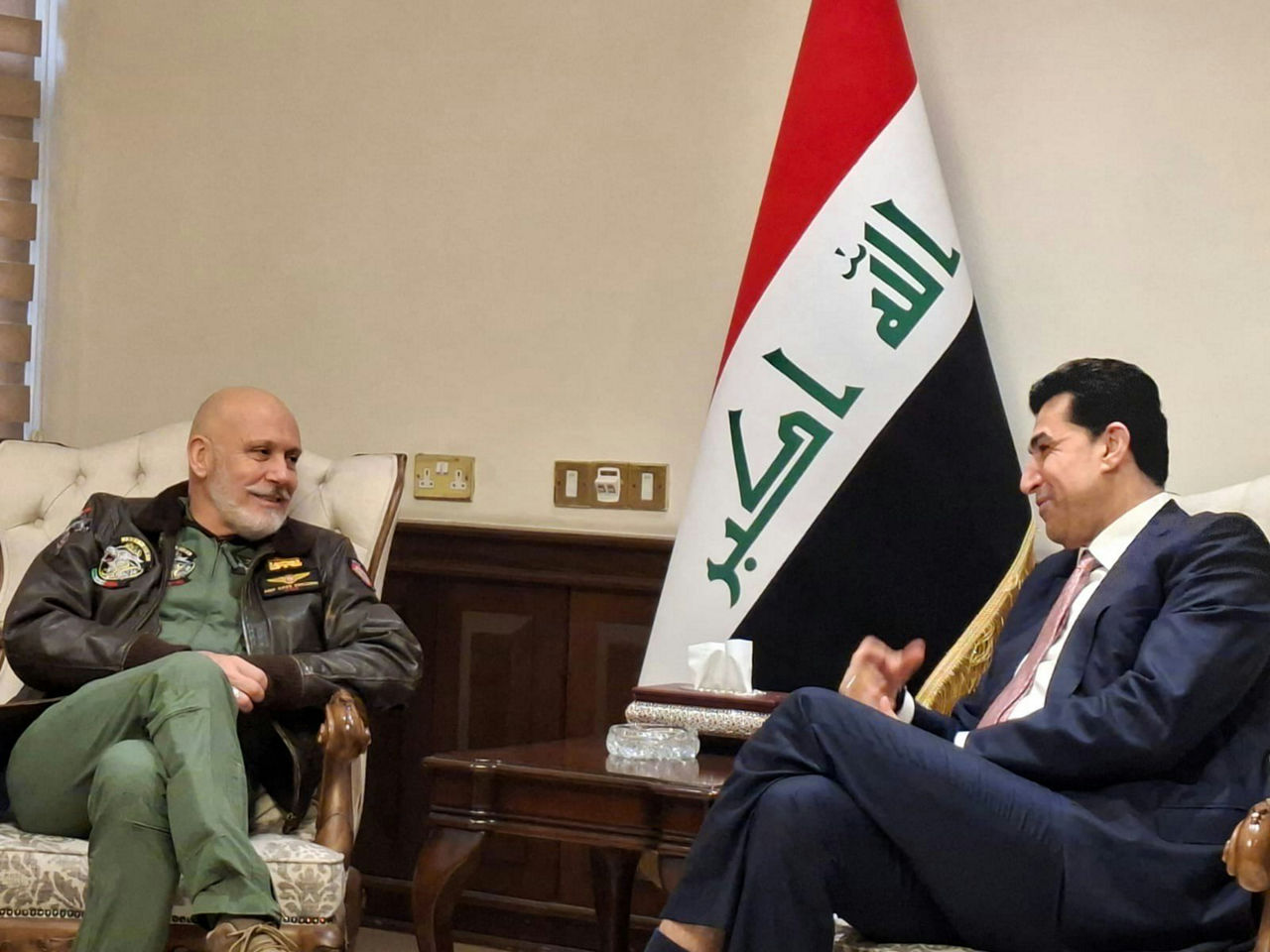 The Chair of the NATO Military Committee meets with the Counsellor of the Iraqi Prime Minister for NATO, Dr Khaled Al-Yaqoubi