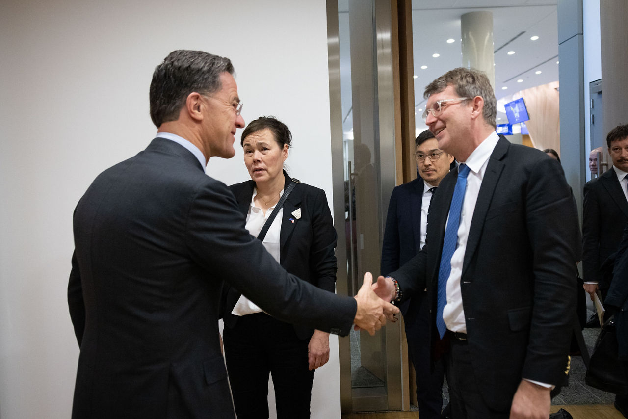 NATO Secretary General Mark Rutte meets with Troels Lund Poulsen, Minister of Defence of Denmark and Vivian Motzfeldt, Minister for Foreign Affairs and Research of Greenland