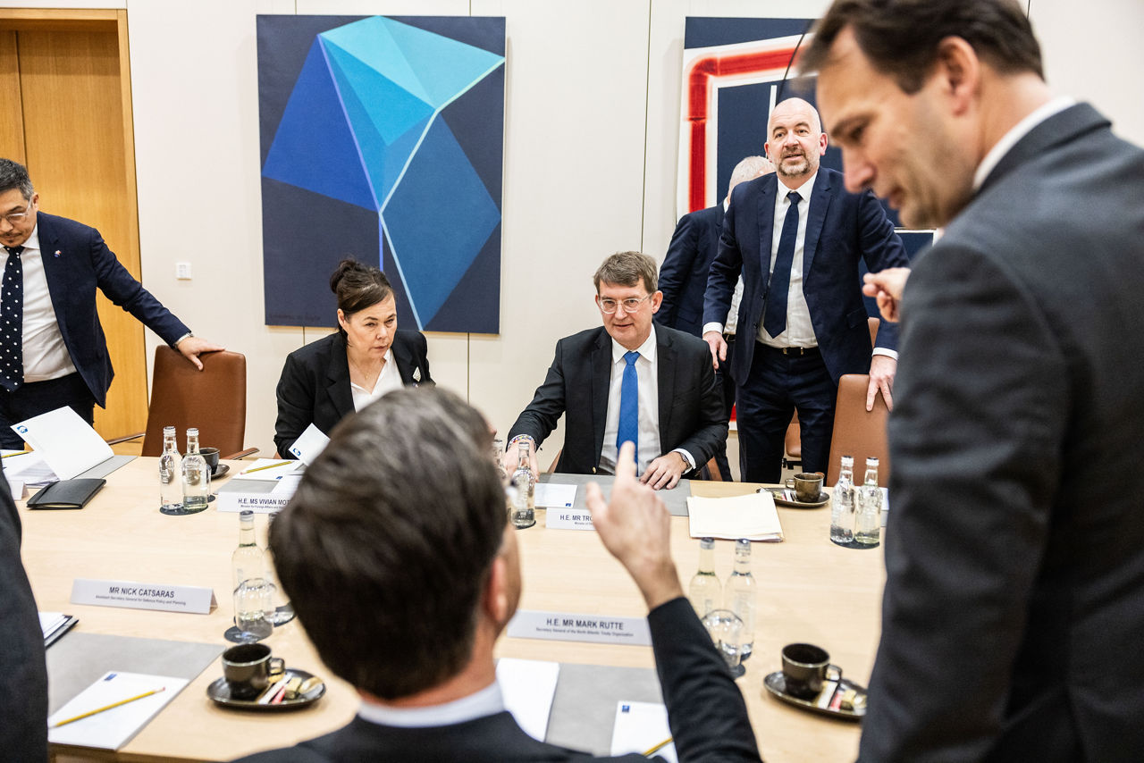 NATO Secretary General Mark Rutte meets with Troels Lund Poulsen, Minister of Defence of Denmark and Vivian Motzfeldt, Minister for Foreign Affairs and Research of Greenland