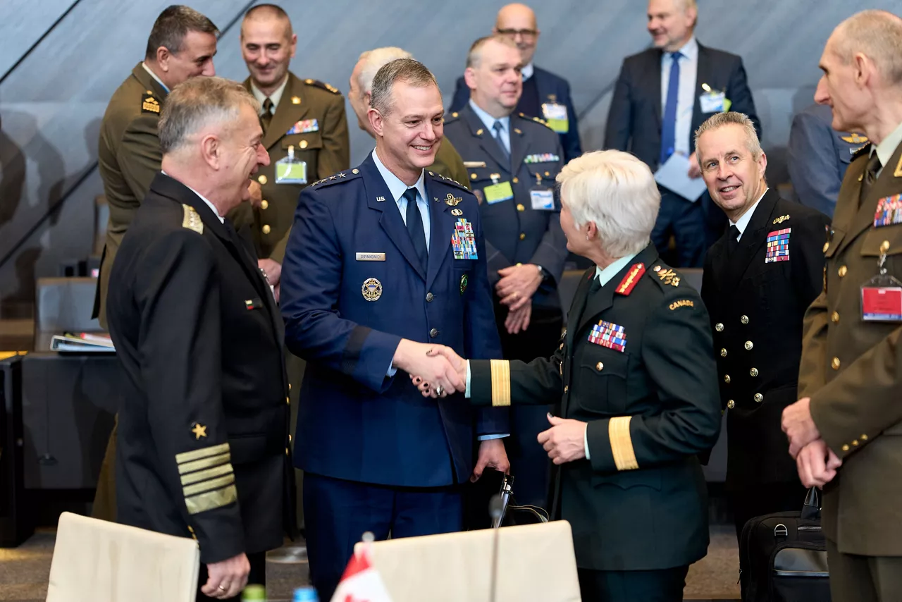 Left to Right - The Chief of Defence of Bulgaria, Admiral Emil Eftimov, the Supreme Allied Commander Europe (SACEUR), General Alexus G. Grynkewich, the Chief of Defence of Canada, General Jennie Carignan, and the Chief of Defence of Croatia, Lieutenant General Tihomir Kundid