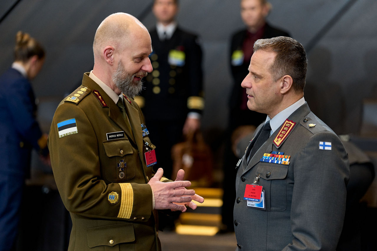 Left to Right - The Chief of Defence of Estonia, Lieutenant General Andrus Merilo meeting the Chief of Defence of Finland, General Janne Jaakkola