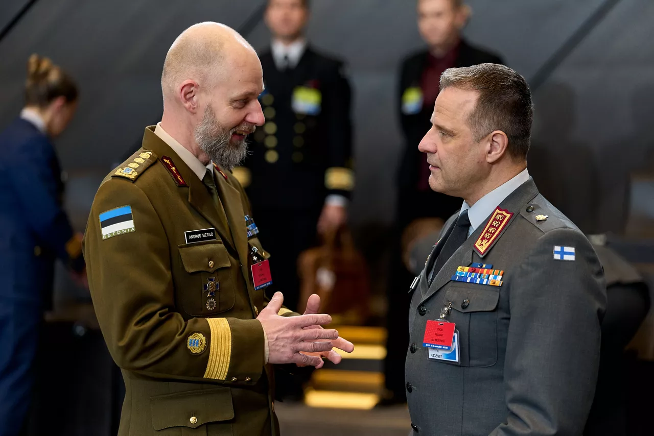 Left to Right - The Chief of Defence of Estonia, Lieutenant General Andrus Merilo meeting the Chief of Defence of Finland, General Janne Jaakkola