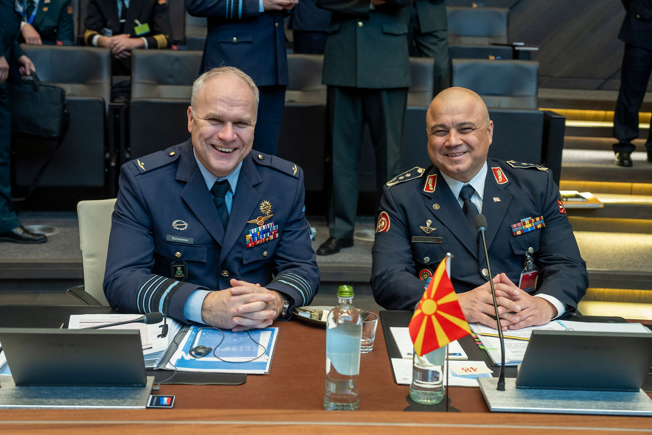 Left to Right - The Chief of Defence of the Netherlands, General Onno Eichelsheim, and the Chief of Defence of North Macedonia, Major General Sashko Lafchiski