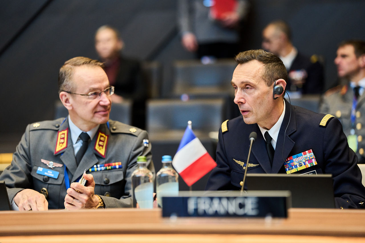Left to Right - The Military Representative of Finland, Major General Mika Kalliomaa, and the Military Representative of France, Lieutenant General Cyril Carcy