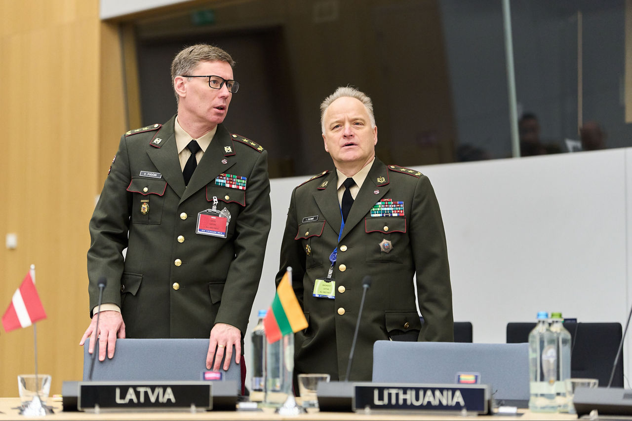Left to Right - The Chief of Defence and the Military Representative of Latvia, Major General Kaspars Pudāns and Major General Imants Ziediņš