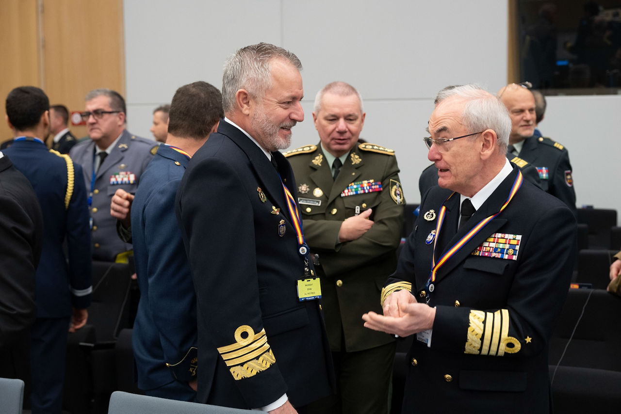 Left to Right - The Military Representative and the Chief of Defence of Spain, Vice Admiral José M. Núñez Torrente, and Admiral Teodoro López Calderón
