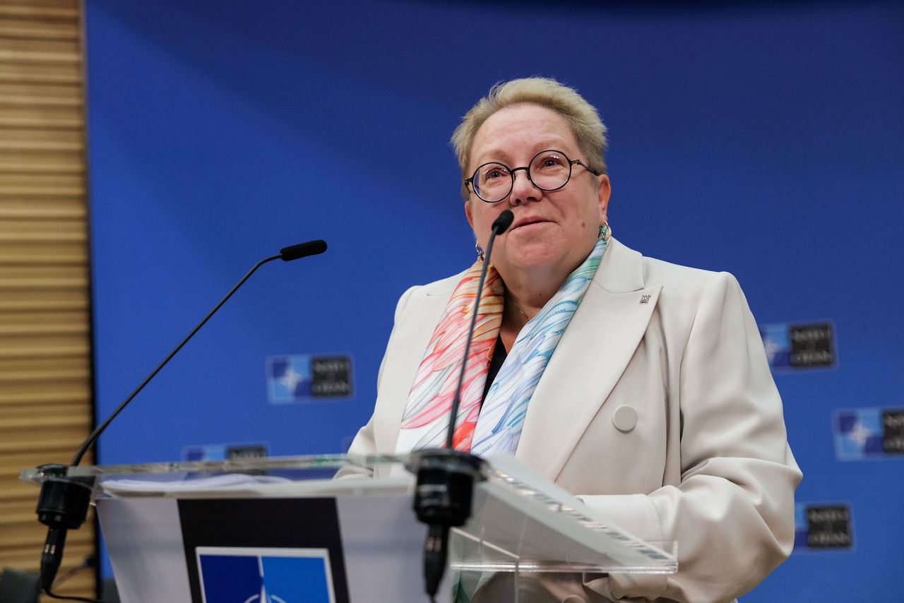 NATO Assistant Secretary General for Defence Industry, Innovation and Armaments, Tarja Jaakkola, at the NATO C-UAS Industry Day