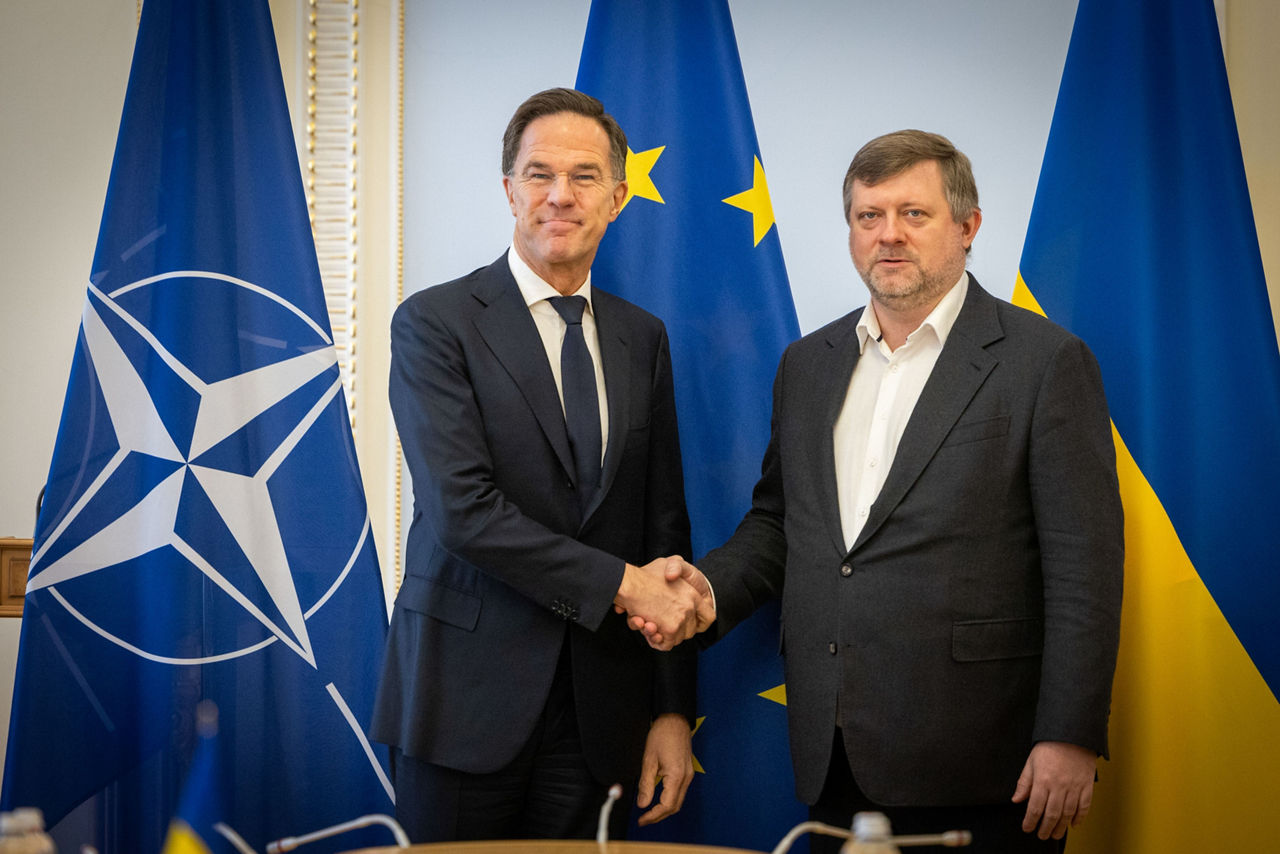 NATO Secretary General Mark Rutte meets with Oleksandr Korniyenko, First Deputy Chairman of the Verkhovna Rada of Ukraine