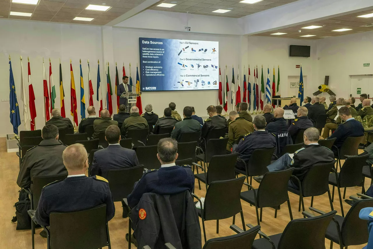 The NATO Military Committee during briefings at the European Union Satellite Center (SatCen)