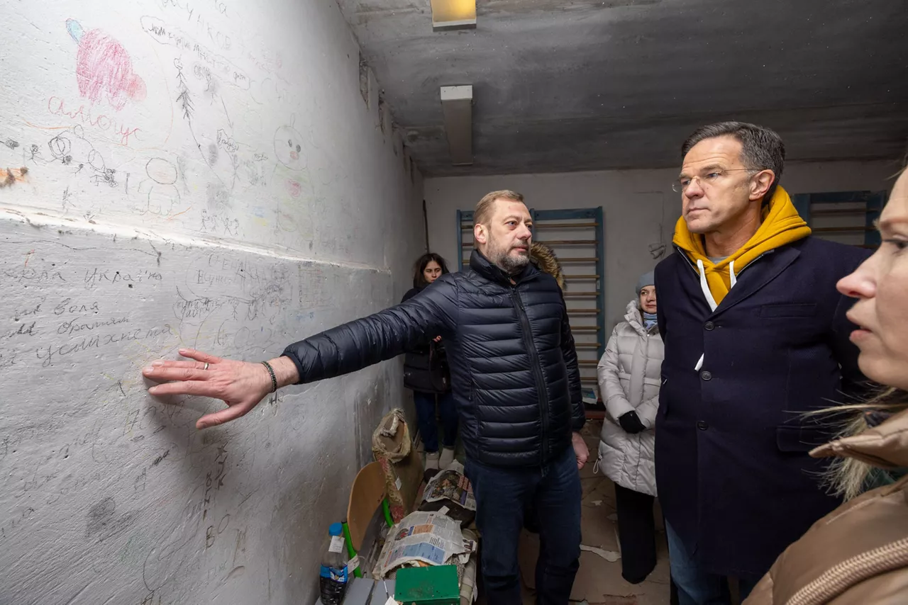 NATO Secretary General Mark Rutte visits Yahidne, a village in Ukraine that was occupied for 28 days (from 3 March to 31 March 2022) by Russian soldiers
