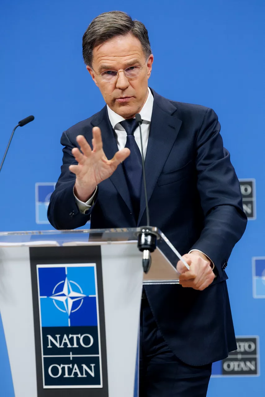 NATO Secretary General Mark Rutte press conference ahead of the meeting of NATO Ministers of Defence