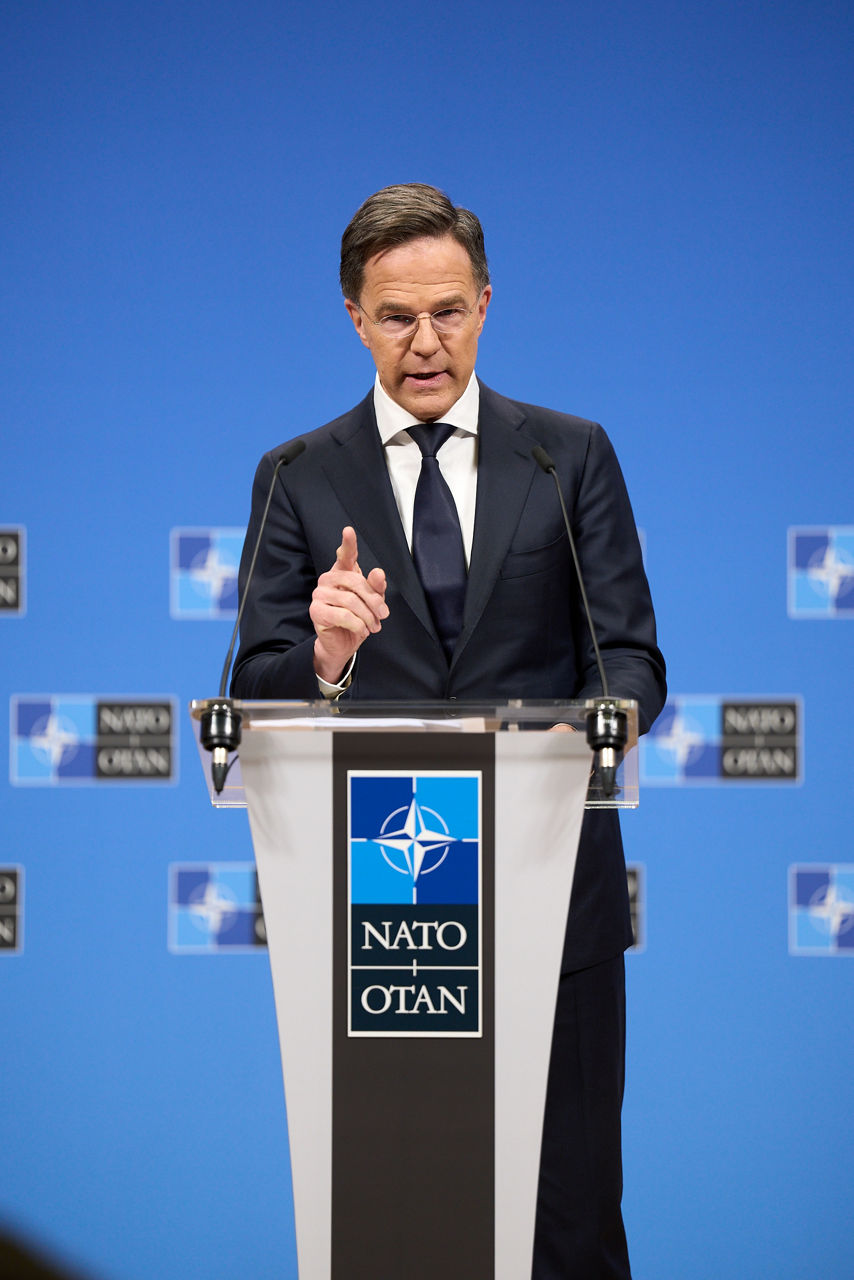 NATO Secretary General Mark Rutte press conference ahead of the meeting of NATO Ministers of Defence