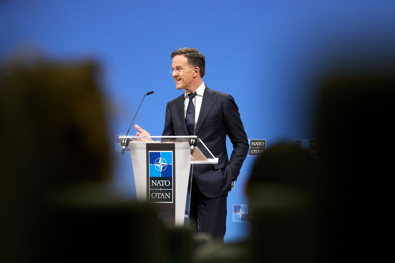 NATO Secretary General Mark Rutte press conference ahead of the meeting of NATO Ministers of Defence