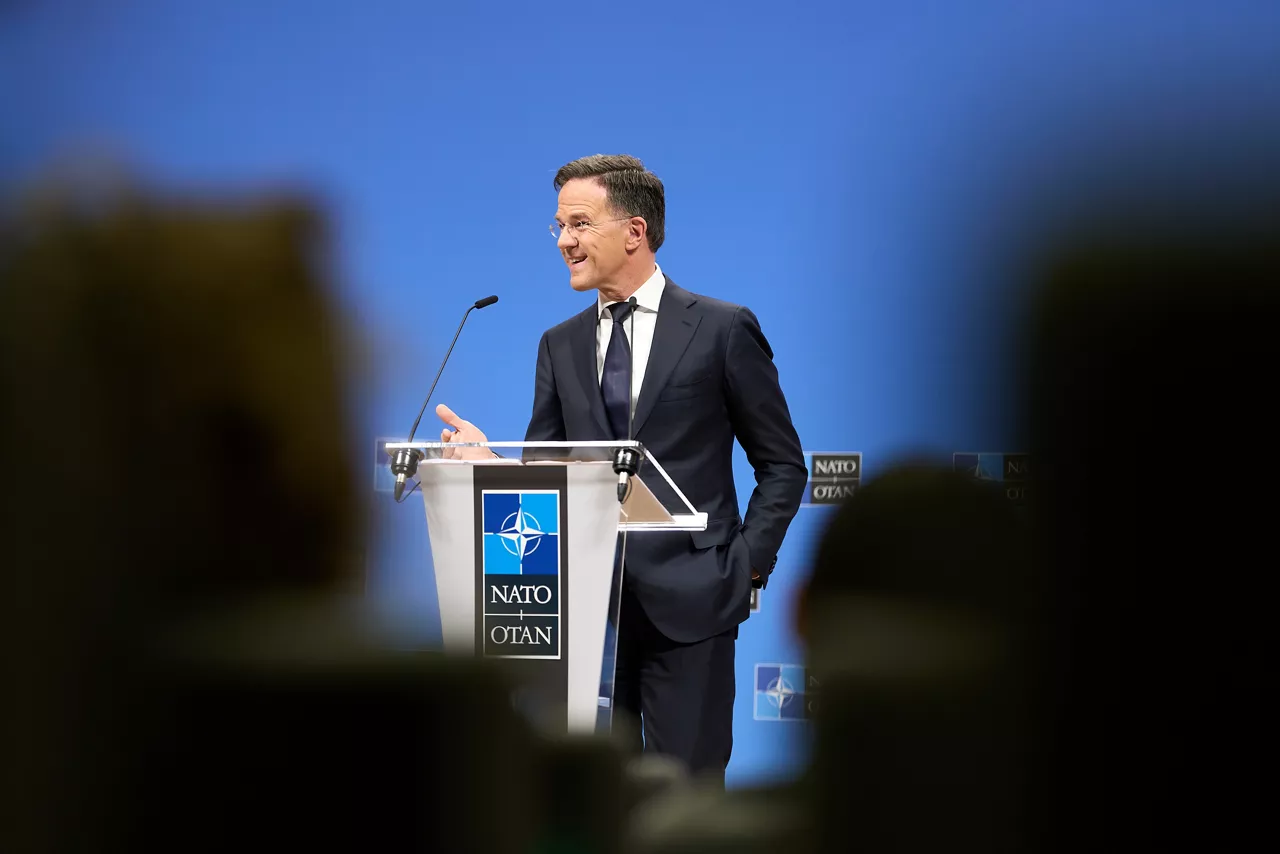 NATO Secretary General Mark Rutte press conference ahead of the meeting of NATO Ministers of Defence
