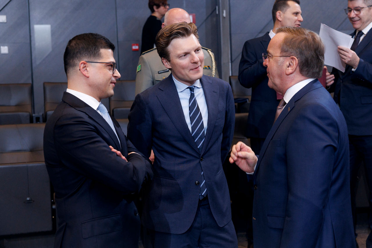 [from left to right] Pirro Vengu, Minister of Defence of Albania, Ruben Brekelmans, Minister of Defence of The Netherlands and Boris Pistorius, Minister of Defence of Germany 