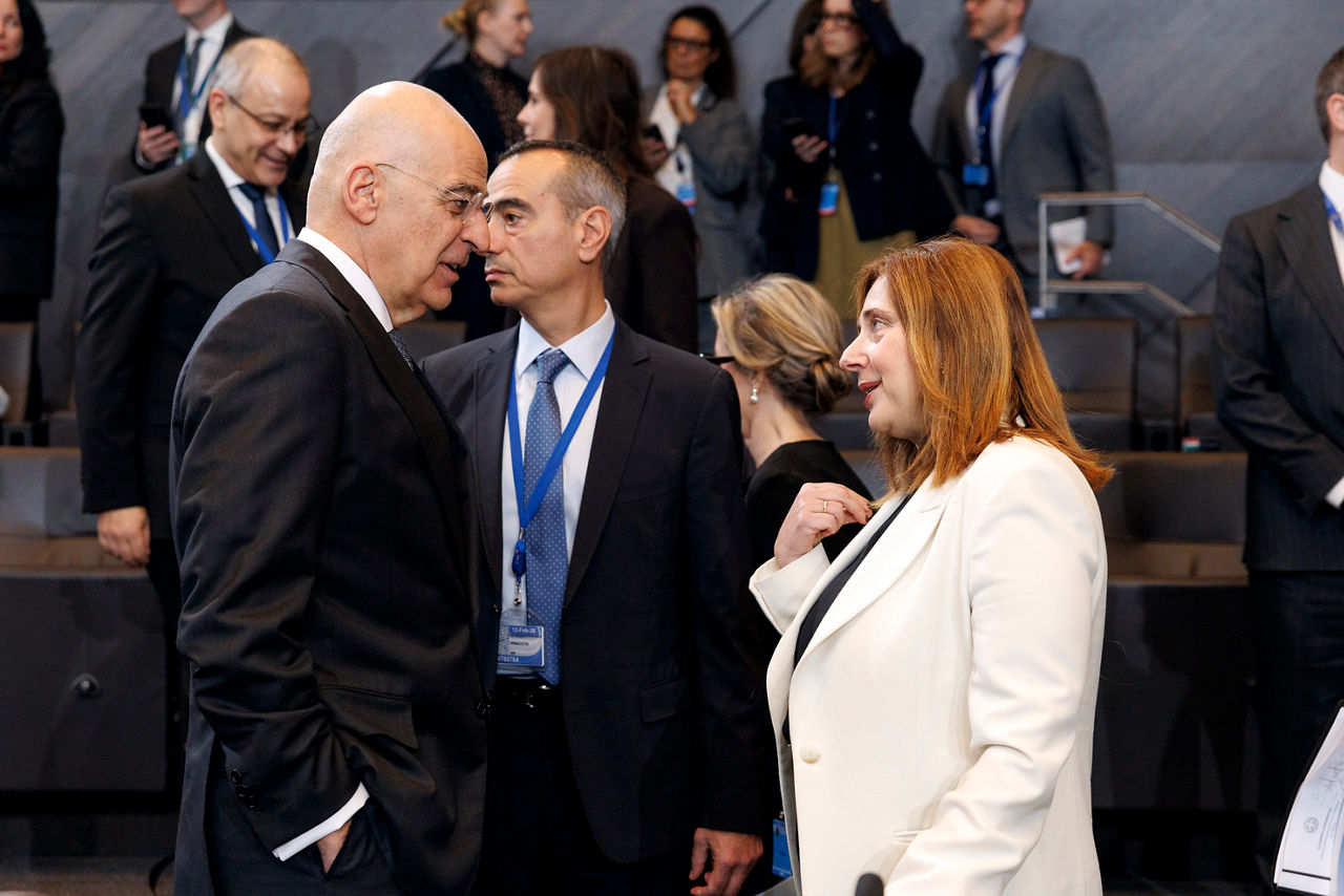 Nikolaos Dendias (Minister of Defence, Greece) and Vasiliki Gounari (NATO Permanent Representative for Greece)